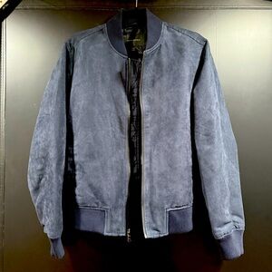 Banana Republic Moody Blue Suede Bomber Jacket